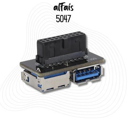Alfais 5047 Kasa İçi Usb 3.0 19 20 Pin Dişi To 2X Anakart Çoklayıcı Adaptör