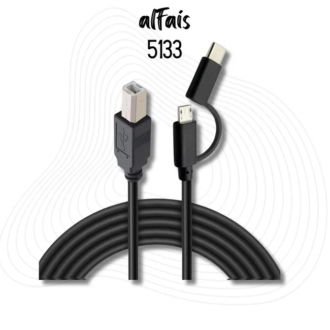 Alfais 5133 Type C + Micro Usb Yazıcı Printer Piyano Midi Bağlantı Kablosu