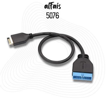 Alfais 5076 USB 3.1 Type-E Male To USB 3.0 19 20 Pin Dişi Uzatma Kablosu