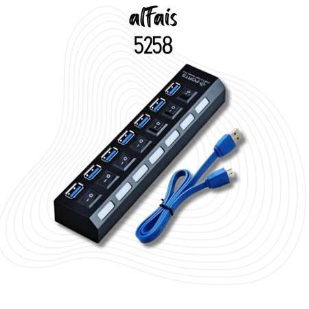 Alfais 5258 7 Port Usb 3.0 2.0 Hub Anahtarlı Çoklayıcı Çoğaltıcı Switch