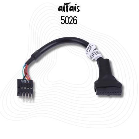 Alfais 5026 9 Pin USB 2.0 Dişi - 19 Pin USB 3.0 Erkek Çevirici Dönüştürücü Adaptör Kablosu