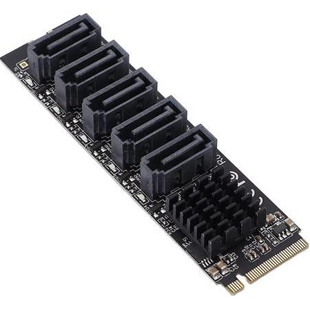 Alfais 4496 M.2 Nvme Pci-e X4 X8 X16 To Sata 3 5 Port Adaptor Riser Çoklayıcı Kart