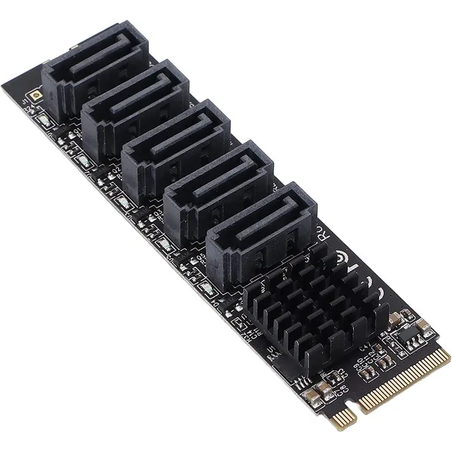 Alfais 4496 M.2 Nvme Pci-e X4 X8 X16 To Sata 3 5 Port Adaptor Riser Çoklayıcı Kart