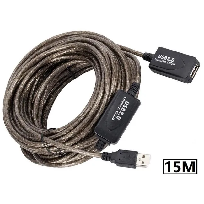 Alfais 5227 Aktif USB Dişi Erkek Uzatıcı Uzatma Ek Kablosu 15 Metre