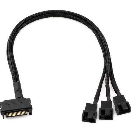 Alfais 4597 Sata Power To Fan Çevirici 3 Port Y Pin PWM Çoklayıcı Splitter Fan Kablosu