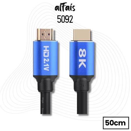 Alfais 5092 8K Ultra HD 2.1V 48Gbps Altın Kaplama Hdmi Kablo UHD 0.5 Metre