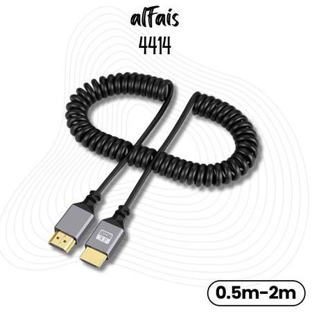 Alfais 4414 Hdmi Spiral Yaylı Uzayabilen FullHd 4k 60Hz Uhd Kablo (0.5-2 Metre)