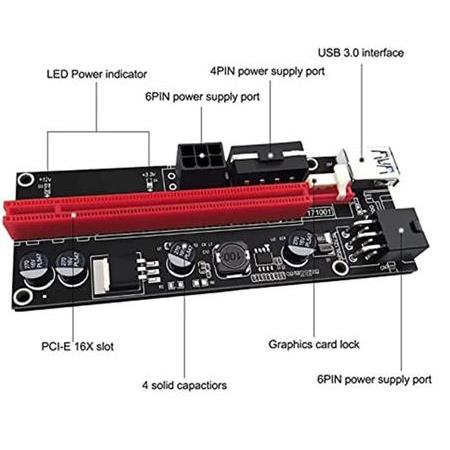 Alfais 4842 Pcı E Express 1X To 16X Usb 3.0 009s Riser Yükseltici Uzatma Kartı 008s