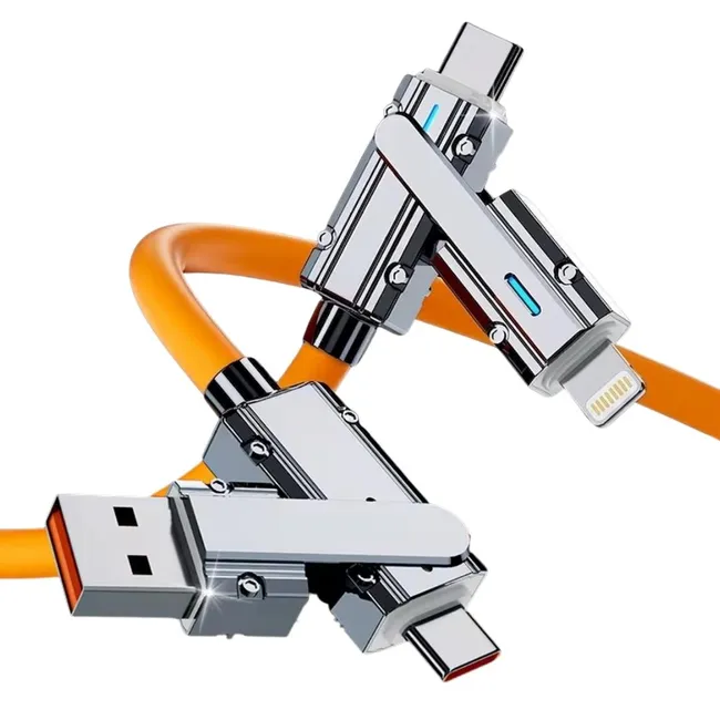 Alfais 6019 Usb Type C Lightning 4 in 1 Hızlı Şarj Data Kablosu Çevirici Dönüştürücü Adaptör 120W 1M