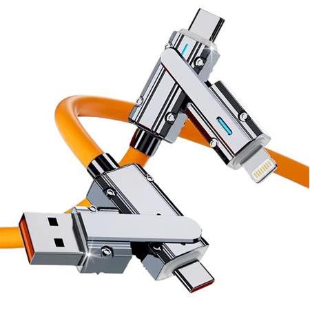 Alfais 6020 Usb Type C Lightning 4 in 1 Hızlı Şarj Data Kablosu Çevirici Dönüştürücü Adaptör 120W 2M