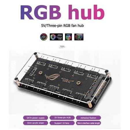 Alfais 4847 Argb Rgb Led 3 Pin 11 Port 5V Sata Power Güç Fan Çoklayıcır Şerit Hub Kablo Splitter